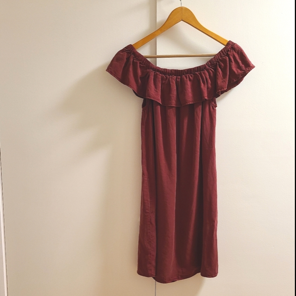 Off the Shoulder Red Sun Dress